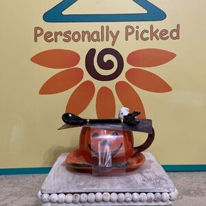 Corner Ruby Teacup and Saucer Set